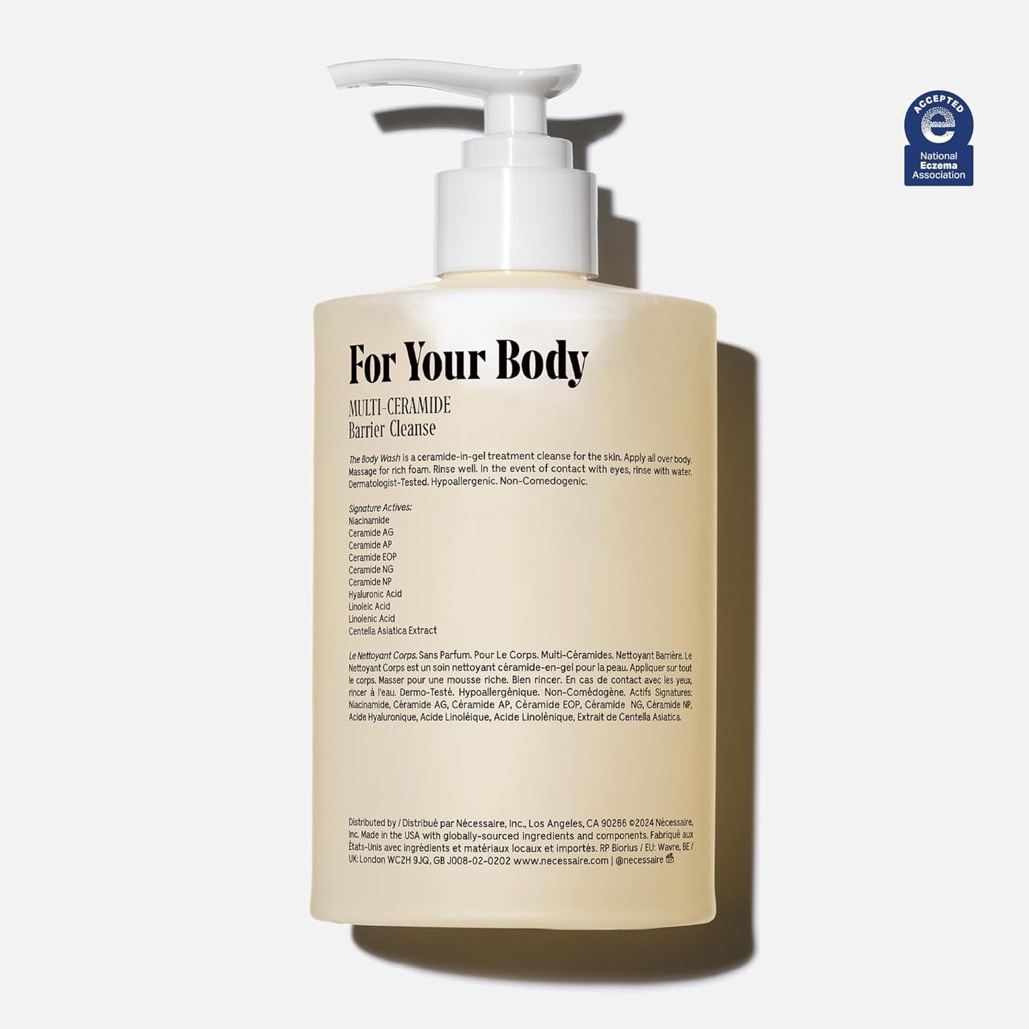 Nécessaire The Body Wash Fragrance-Free. Natural Body Wash for Women + Men. Barrier Cleanse. Multi-Ceramide Gel Cleanser, 16.9 Fl Oz.