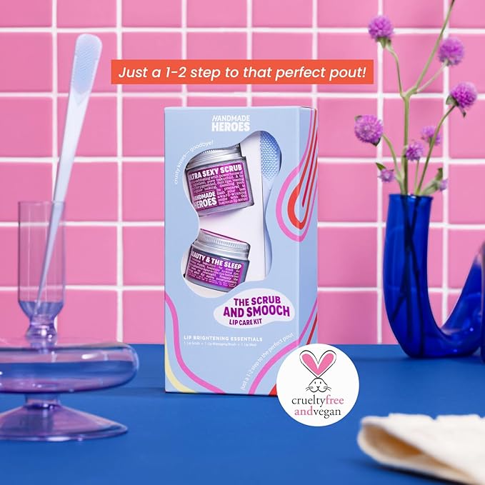 100% Natural Lip Scrub, Vegan Conditioning Coconut Lip Exfoliator - Gentle Exfoliant, Sugar Lip Polish and Lip Exfoliator Scrubber for Chapped and Dry Lips (Bakuchiol 3pc Set)