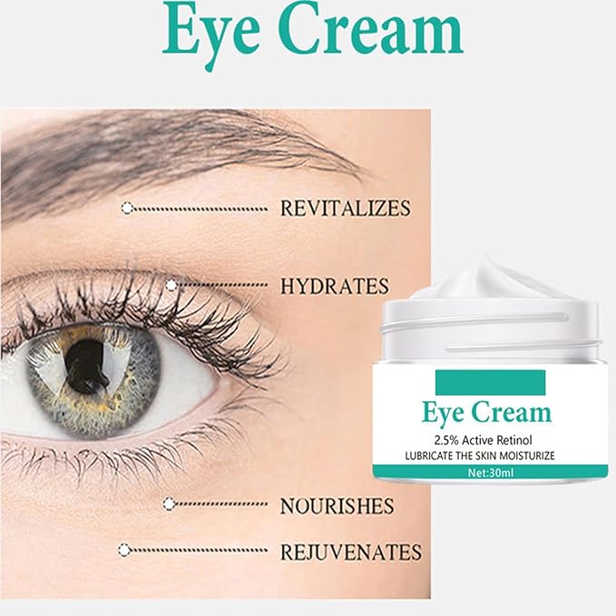 Eye Cream with 2.5% Active Retinol Anti Puffiness Caffeine Under Eye Cream Collagen Deep Moisturizing Anti Wrinkle Reduce Fine Lines Improve Dark Circles Anti Aging