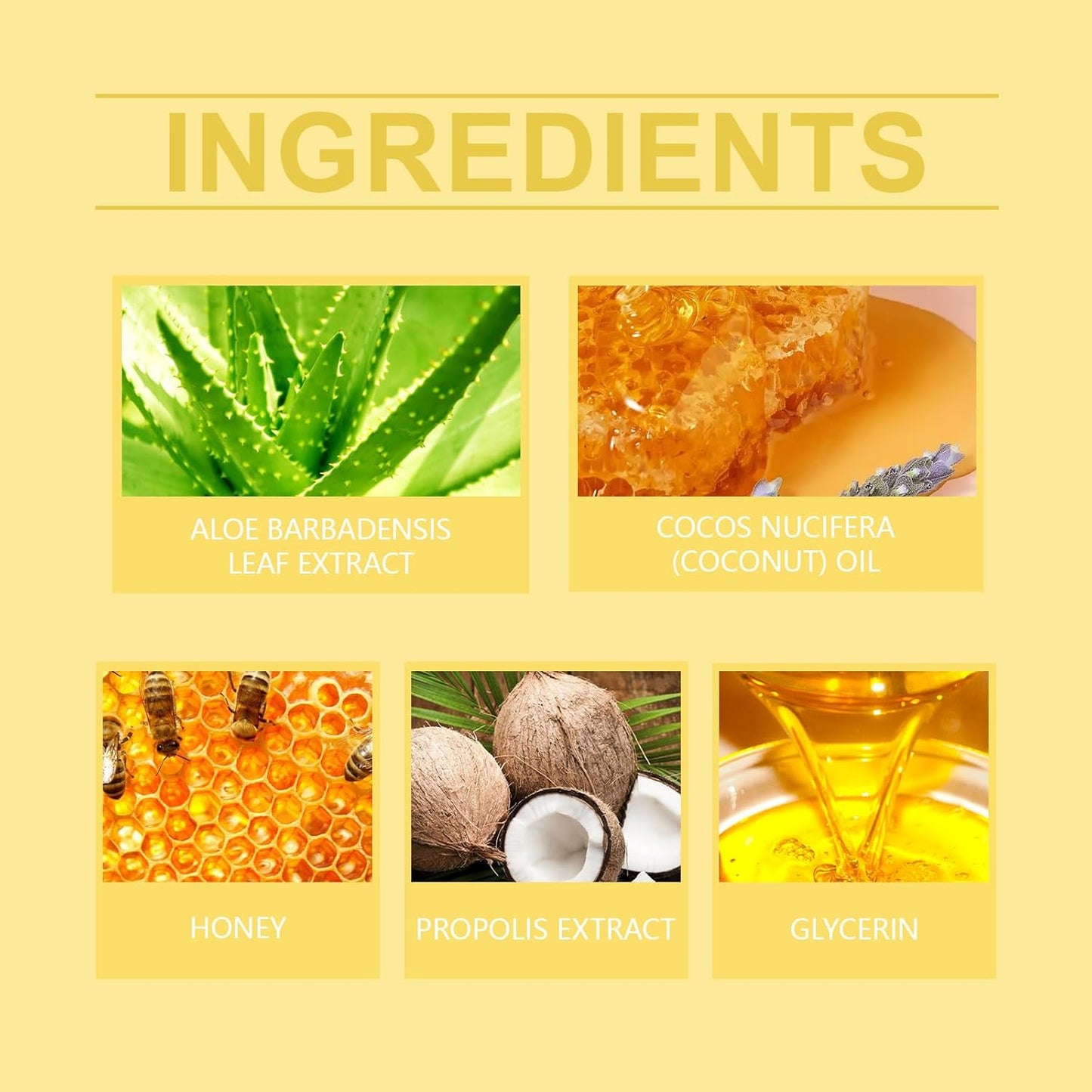 Honey Lip Balm, Propolis Long Lasting Hydrating Lip Butter & Mask, Overnight Nourishing Care, Gentle Exfoliation, Non-sticky Fresh Texture