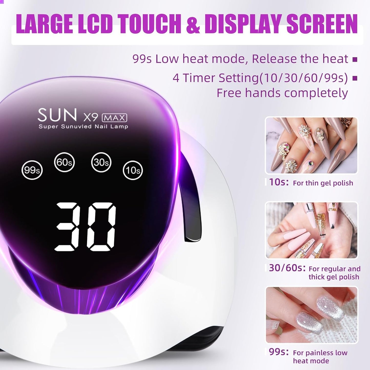 268W LED UV Light Dryer for Nails Gel Polish with 57 Lamp Beads 4 Timer Setting & LCD Touch Display Screen, Auto Sensor, Professional Nail Lamp
