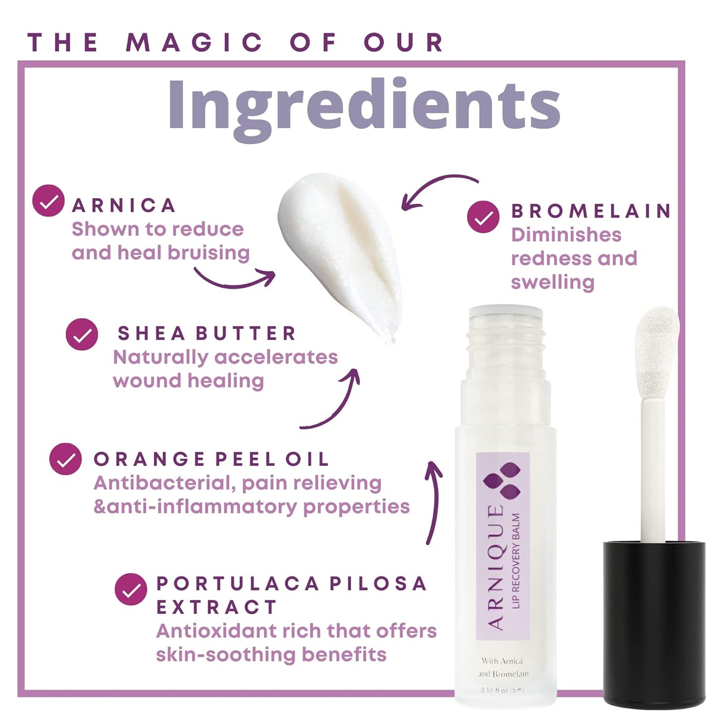 Arnica Lip Balm - Lip Filler Aftercare with Arnica Montana and Bromelain, Topical Bruise Balm Masque for Lip Flip Injections and Implant Surgery to aide with Bruising, Swelling and Redness