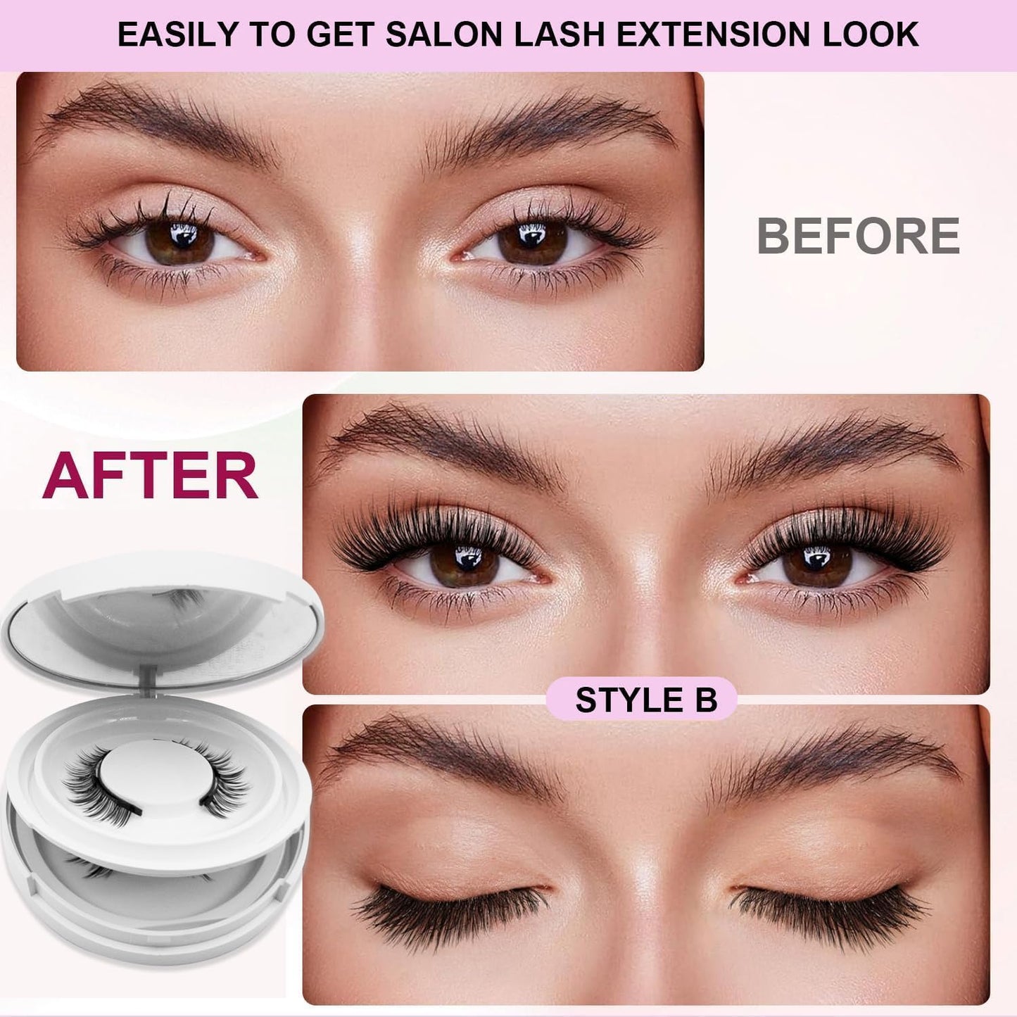 Ginani Magnetic Lashes,Magnetic Eyelashes with Applicator,2025 New Reusable Magnetic Lashes Natural Look No Glue or Liner Needed(Camellia+Natural+Iris)