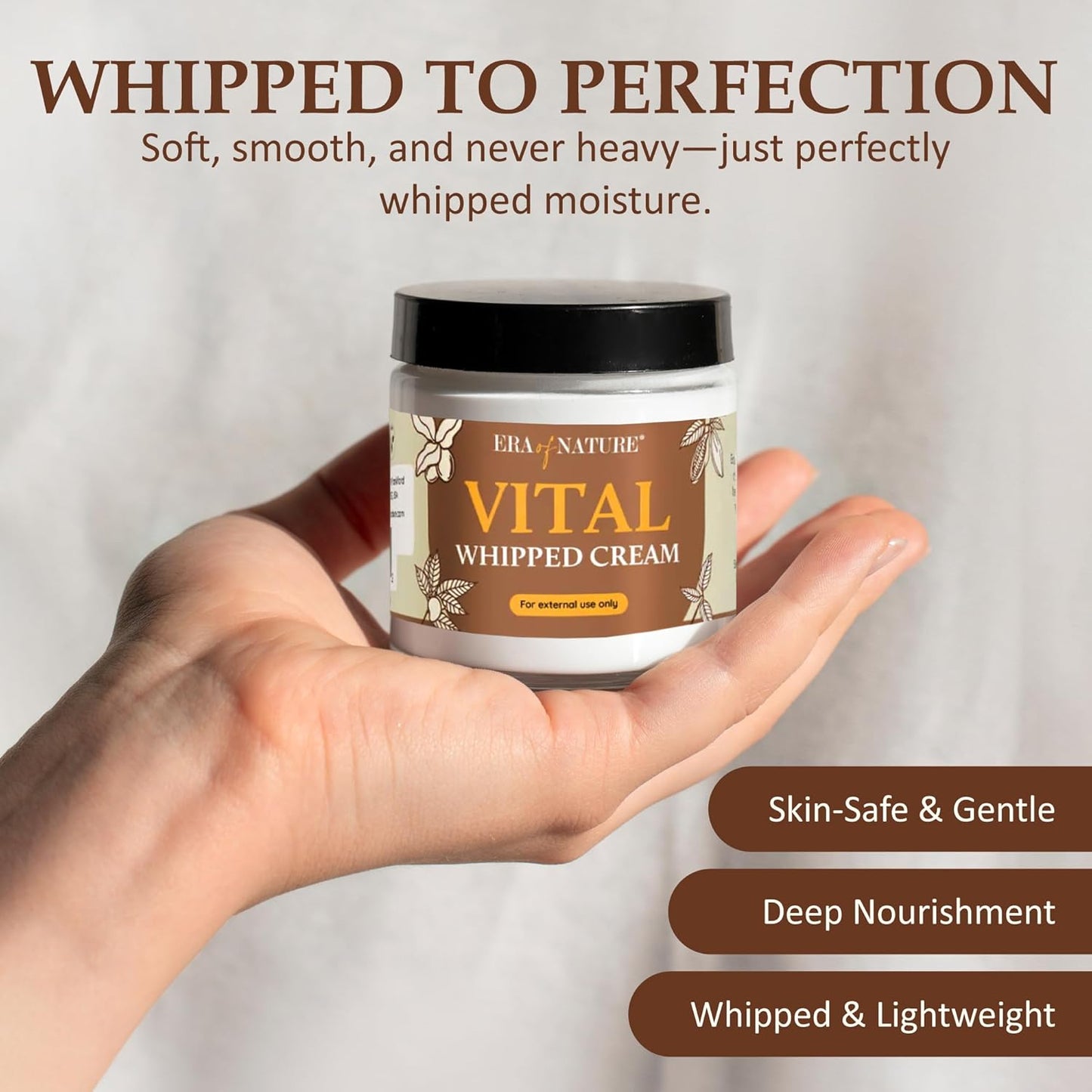 era of nature Shea Butter, Mango & Cocoa Blend Vital Whipped Body Cream for Women 8oz - Lightweight Whipped Lotion - Non-Greasy Body Butter Cream Lotion & Balm Moisturizer for Face, Hair & Dry Skin