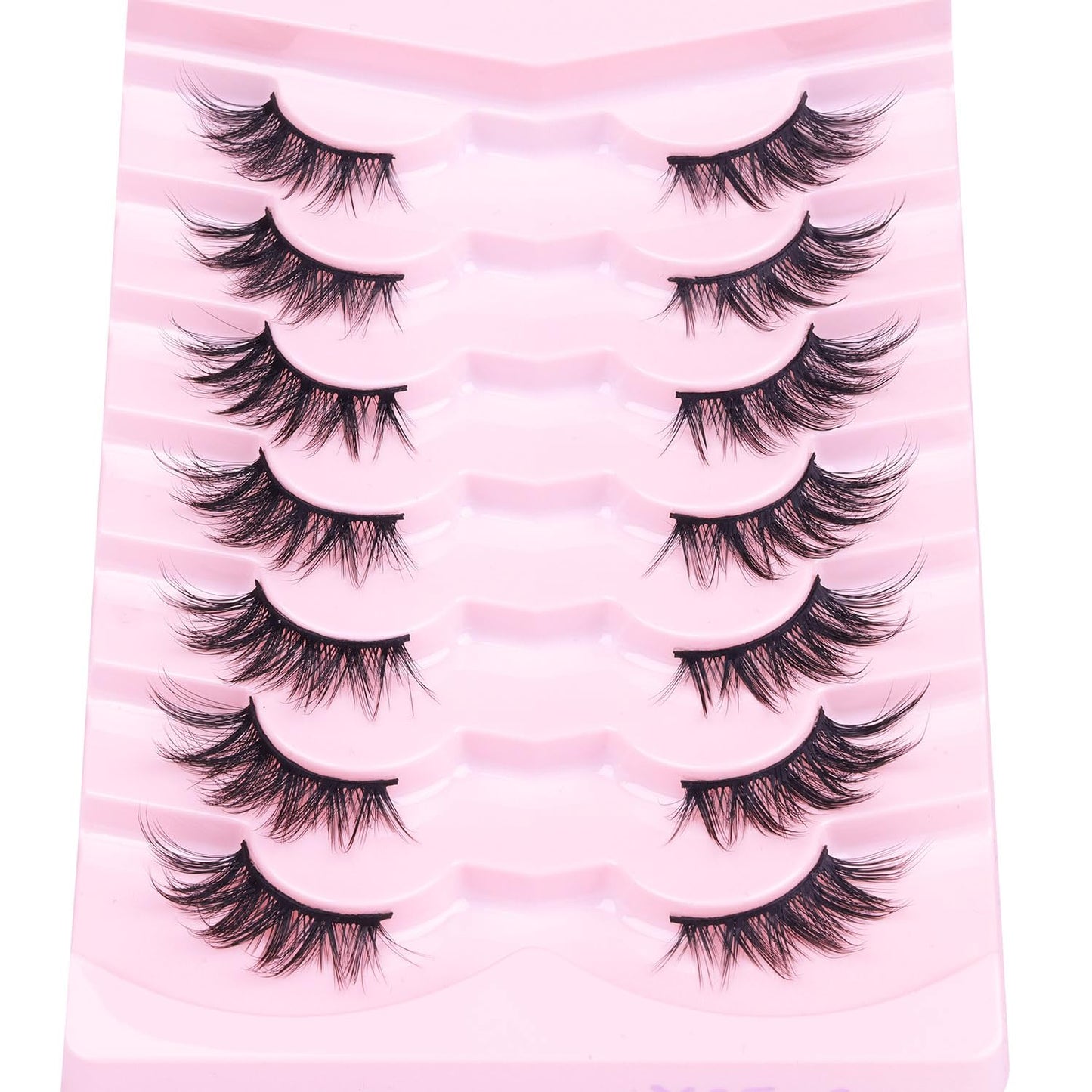 Half Lashes Fox Eye Faux Mink Lashes Wispy Eyelashes Cat Eye 20mm Fake Lashes Spiky Strip Eyelashes Pack 7 Pairs