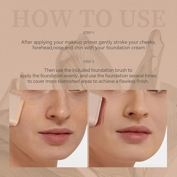 Foundation Stick, Multi-Use Foundation Stick Makeup with Built-In Foundation Brush, Lightweight Buildable Medium-to-Full Coverage, Longwear Contour Stick Foundation Face Stick, Natural Finish