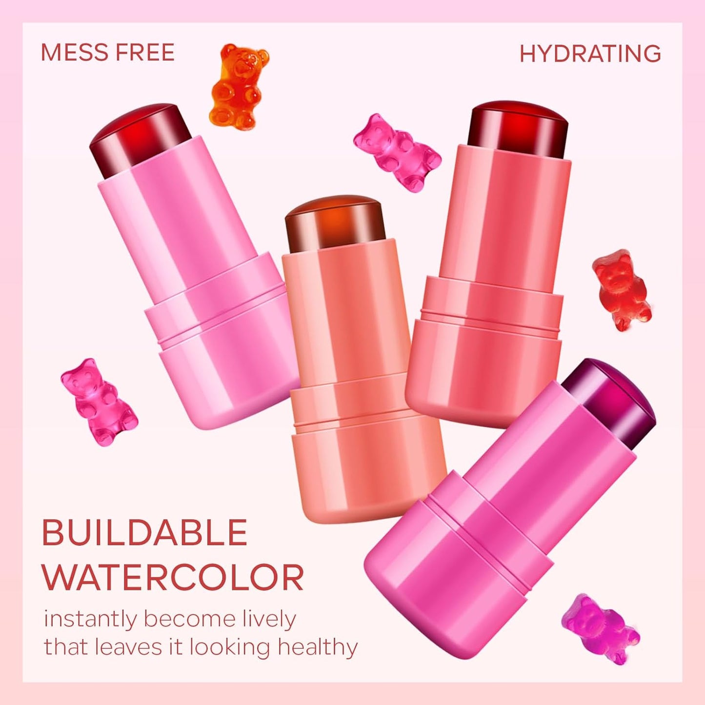 KYDA Water Jelly Tint Blush, Berry, Jelly Tinted Makeup Stick, for Lips and Cheek Stain, Buildable Watercolor Finish, Lasting Moisturising