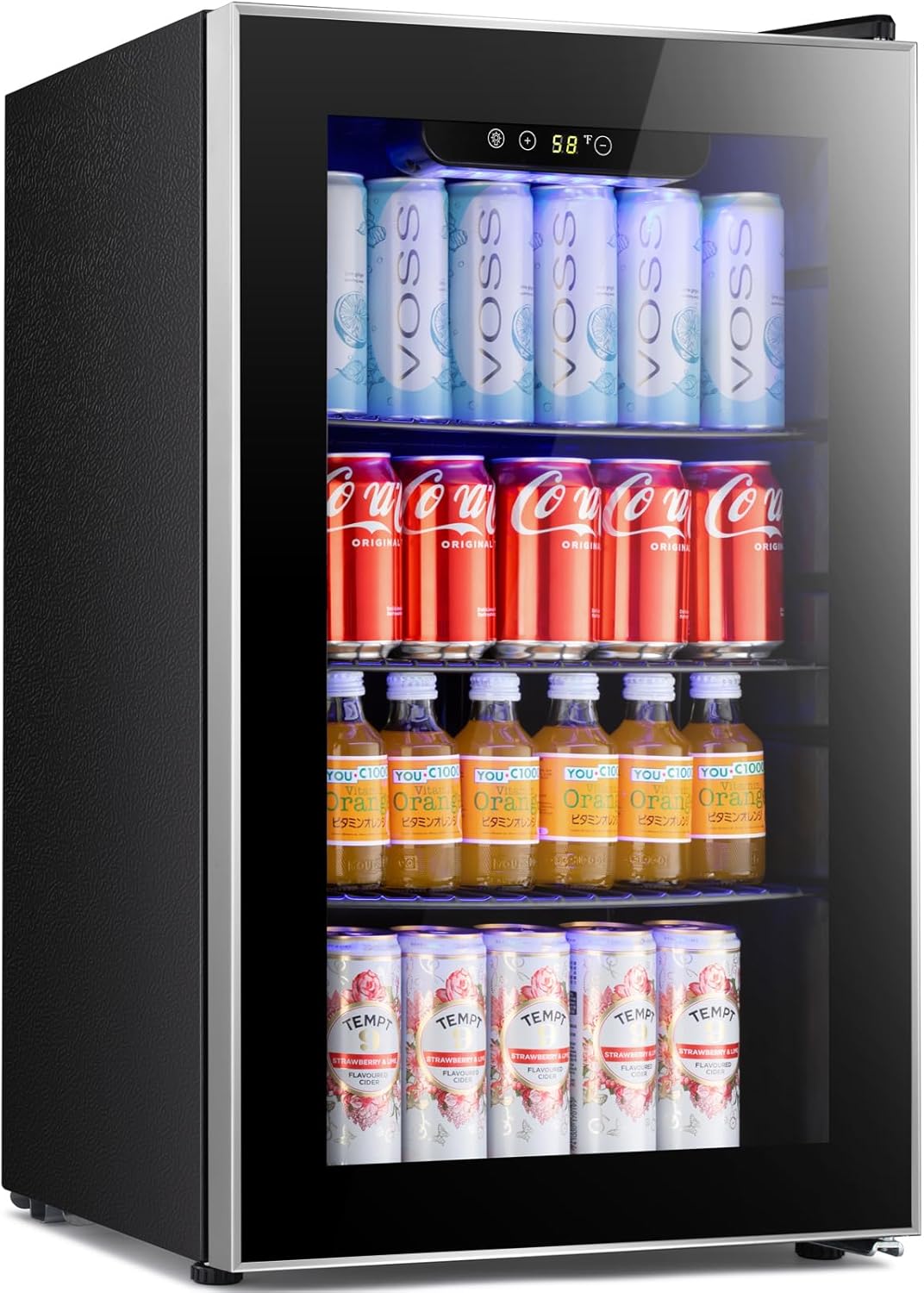 Antarctic Star Beverage Refrigerator Cooler ETL Approved - 95 Can Mini Fridge Glass Door for Soda Beer Wine, 32-61℉, Quiet Compressor, Removable Shelves for Home, Office or Bar, 2.3 cu.ft