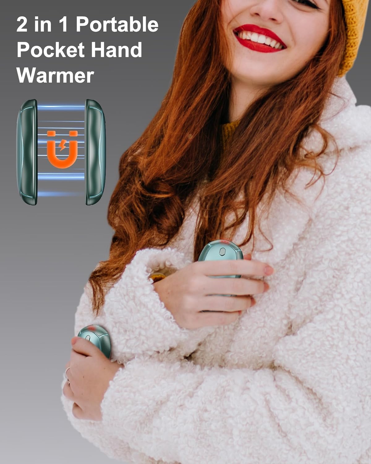 Hand Warmers Rechargeable, Electric Hand Warmers 2 Pack with Smart Chips Long Safe Heat, Portable Pocket Heater,Gifts for Christmas,Golf,Camping,Hunting, Stocking Stuffers
