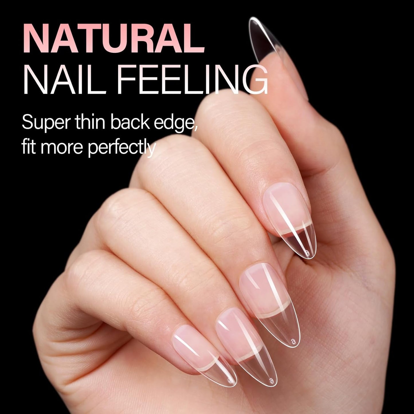 AILLSA Medium Almond Nail Tips Pre-Shaped Acrylic Nails Tips Half Matte Full Cover Tips Clear Gelly Press on Flase Nail Tips for Extension Nail Manicure Home DIY 216PCS 12Sizes
