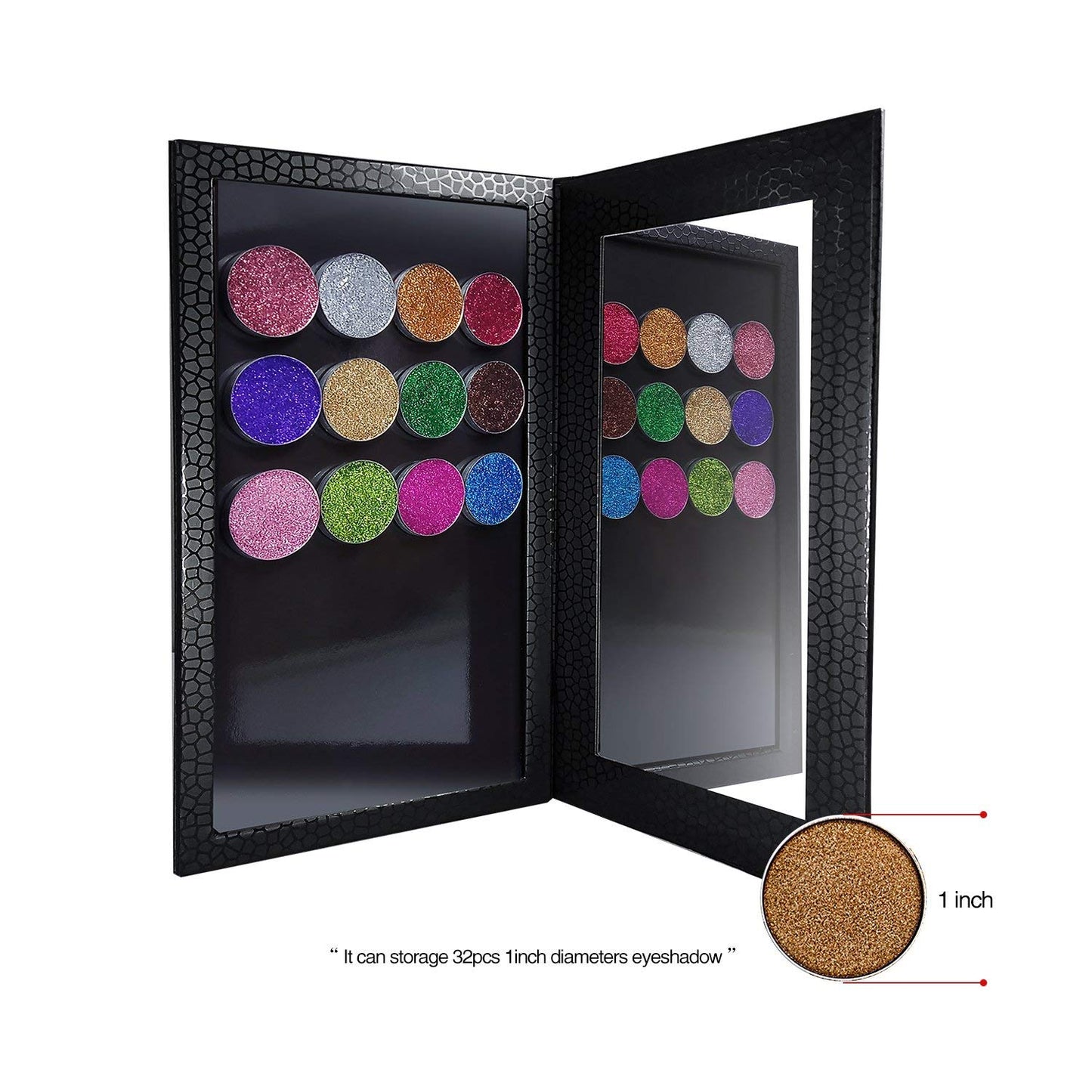 Magnetic Palette Empty Eyeshadow Makeup Palette with Shatterproof Mirror for Eyeshadow Lipstick Blush Powder (Black)
