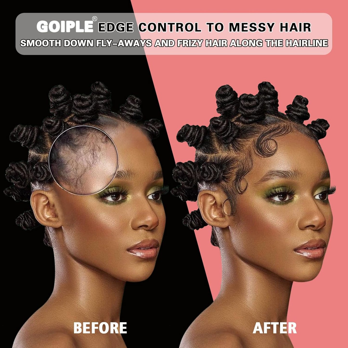 Edge Control Wax for Women - Strong Hold Non-greasy Smoother, Mini Control Brush for Back Hair, No Flaking Water-based Stay Gel, Slick Back Wax for All Hair Types (8pcs)