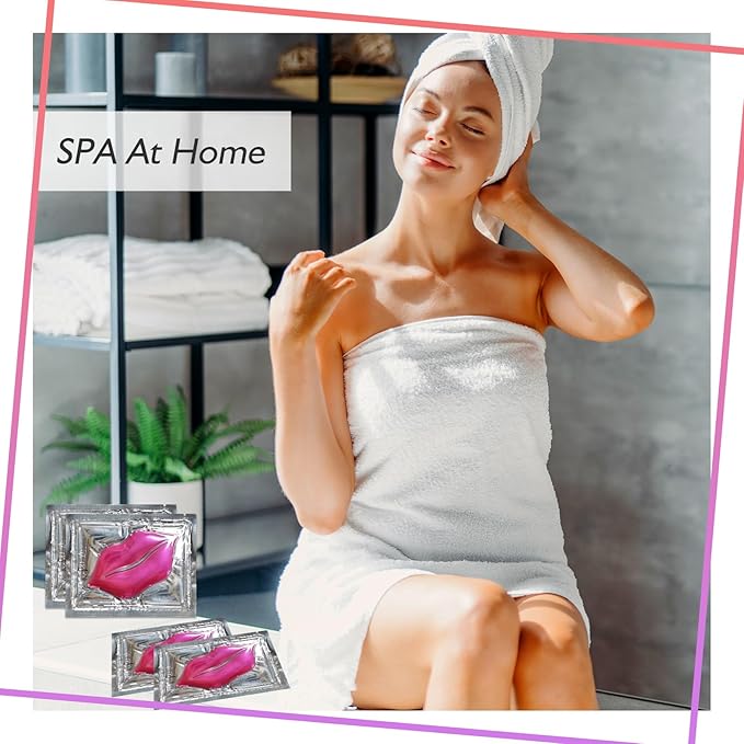 Adofect 30 Pieces Collagen Crystal Lip Masks,Pink Lip Patches& Moisturizers Collagen Lip Pads Great for Hydrating Skin, Anti Chapped & Anti-Aging and Plump Your Lips,Pink