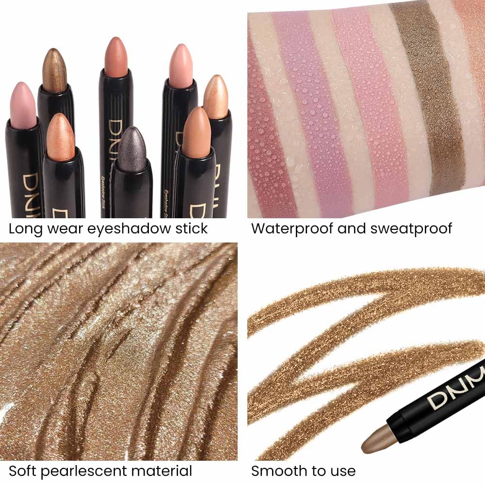 evpct 8Pcs Cream Eye Shadow Brightener Sticks Set for Eyes, Champagne Golden Rose Bronze Pink Waterlily Mauve Plum Smoky Amethyst Tawny Shimmer Matte Pencil Eye shadow Crayon Stick Palette Makeup 06