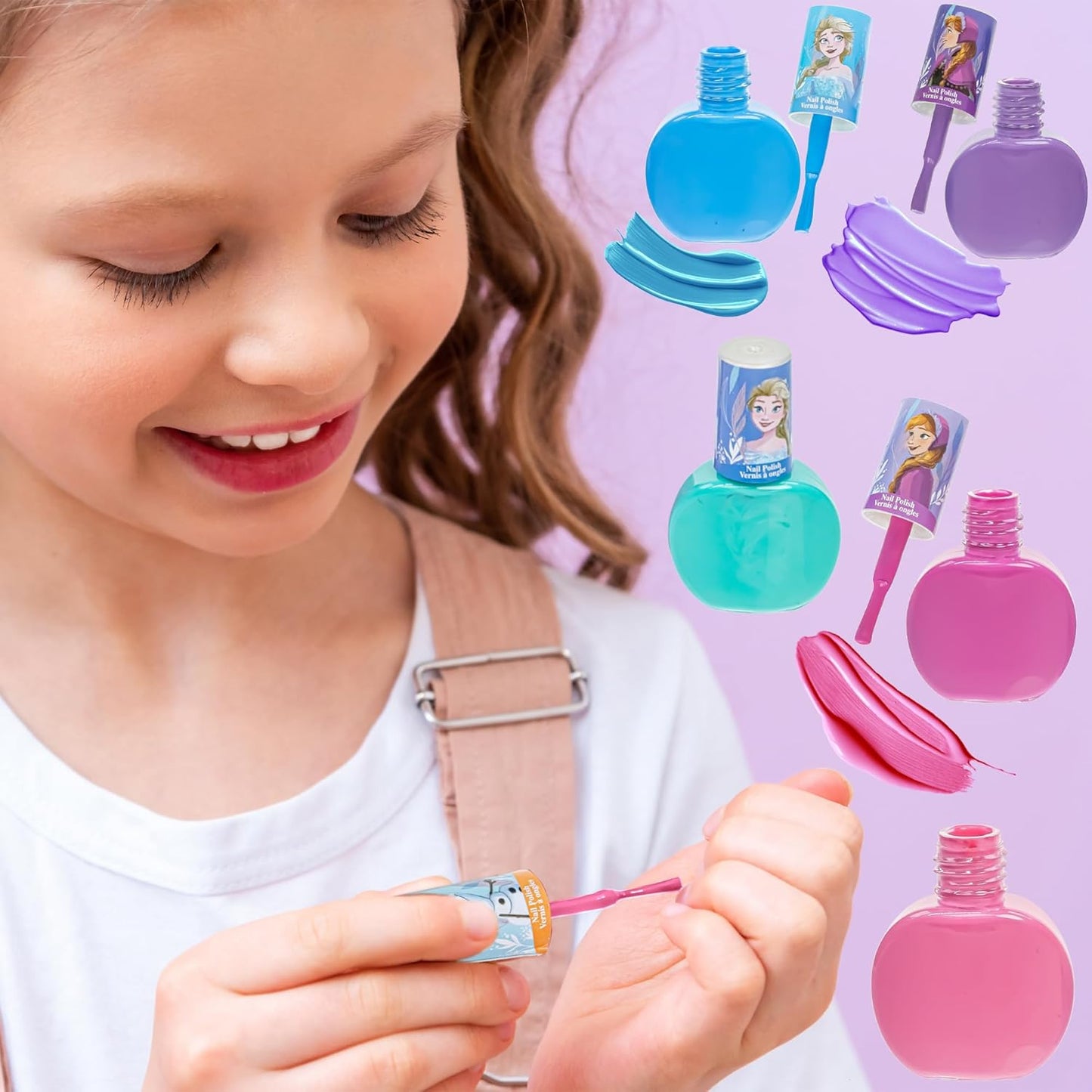 Disney Frozen 2 - Townley Girl Super Sparkly Cosmetic Makeup Set for Girls with Lip Gloss Nail Polish Nail Stickers - 11 Pcs|Perfect for Parties Sleepovers Makeovers| Birthday Gift for Girls 3 Yrs+