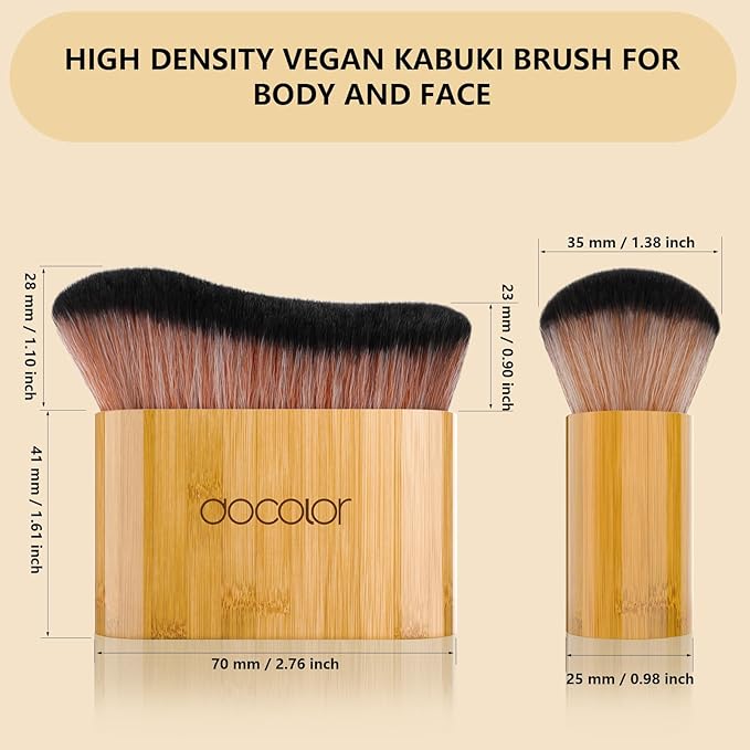 docolor Self Tanner Brush Large Body Makeup Brush, Soft Vegan Tanning Brush no stripes, for Foundation, Self-tanner, Bronzer, Self Tan Back Applicator Body + Face Self-Tan Blending Brush Gift Box