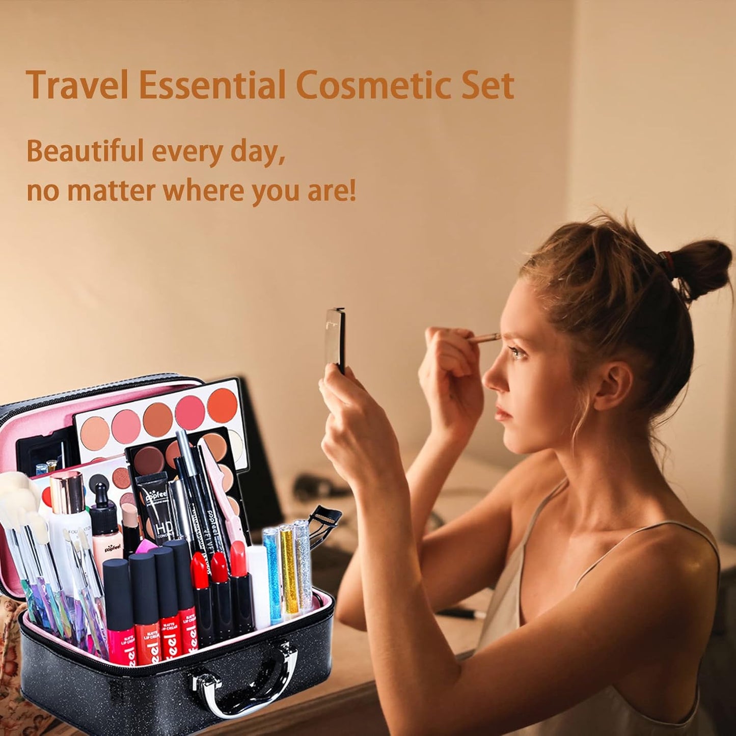 All-in-one Professional Makeup Set for Beginners or teen girls, Cosmetic-Gift for Women -Include Makeup Brush Set, Eyeshadow Palette, Eyebrow Pencil, Mascara, Concealer, Lip Gloss Set -014