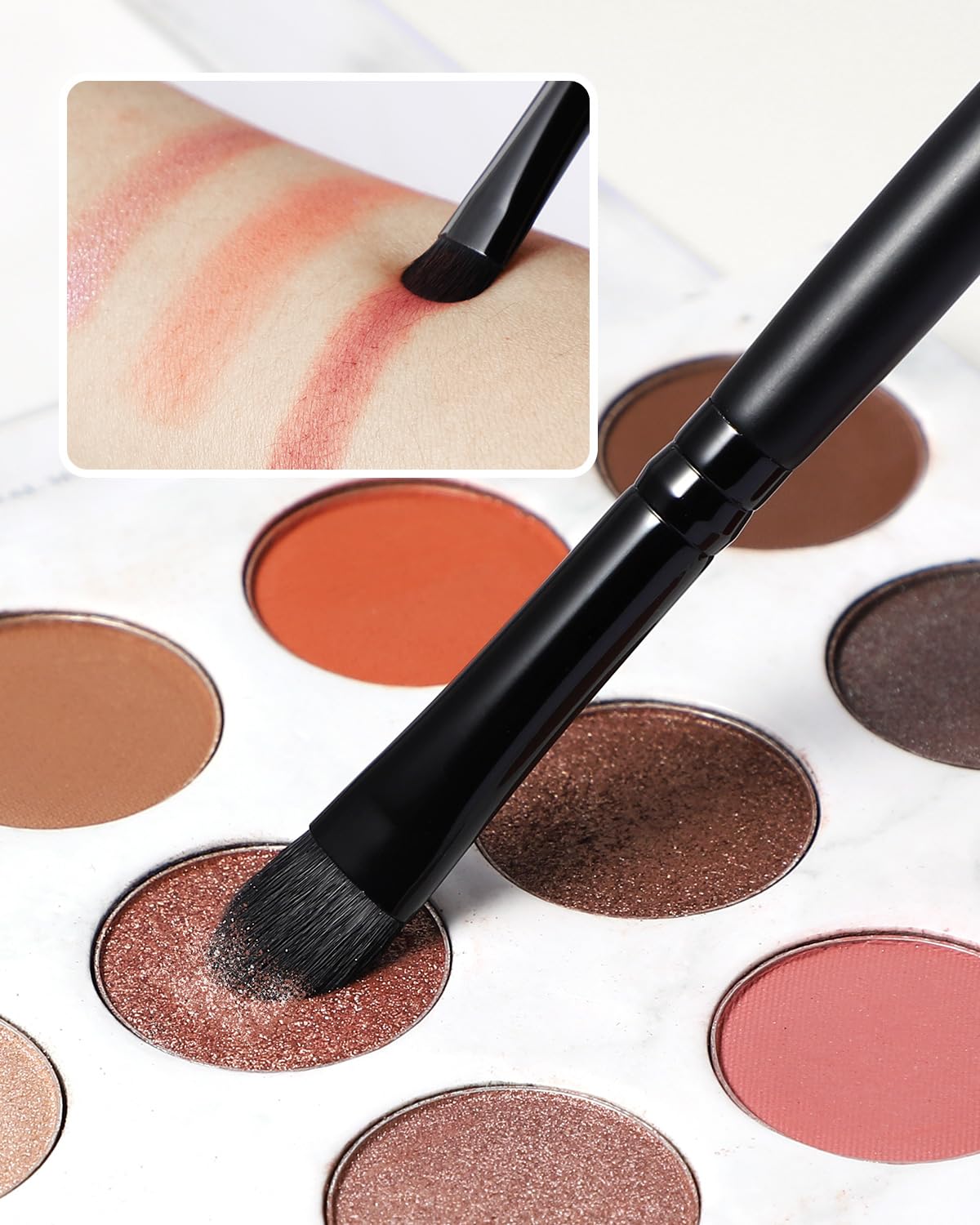 EIGSHOW 5Pcs Everyday Makeup Brush Set for Foundation Powder Eyeshadow Eyeliner, Vegan & Cruelty-Free, Travel Basic Make Up Brushes Kit for Women - Black