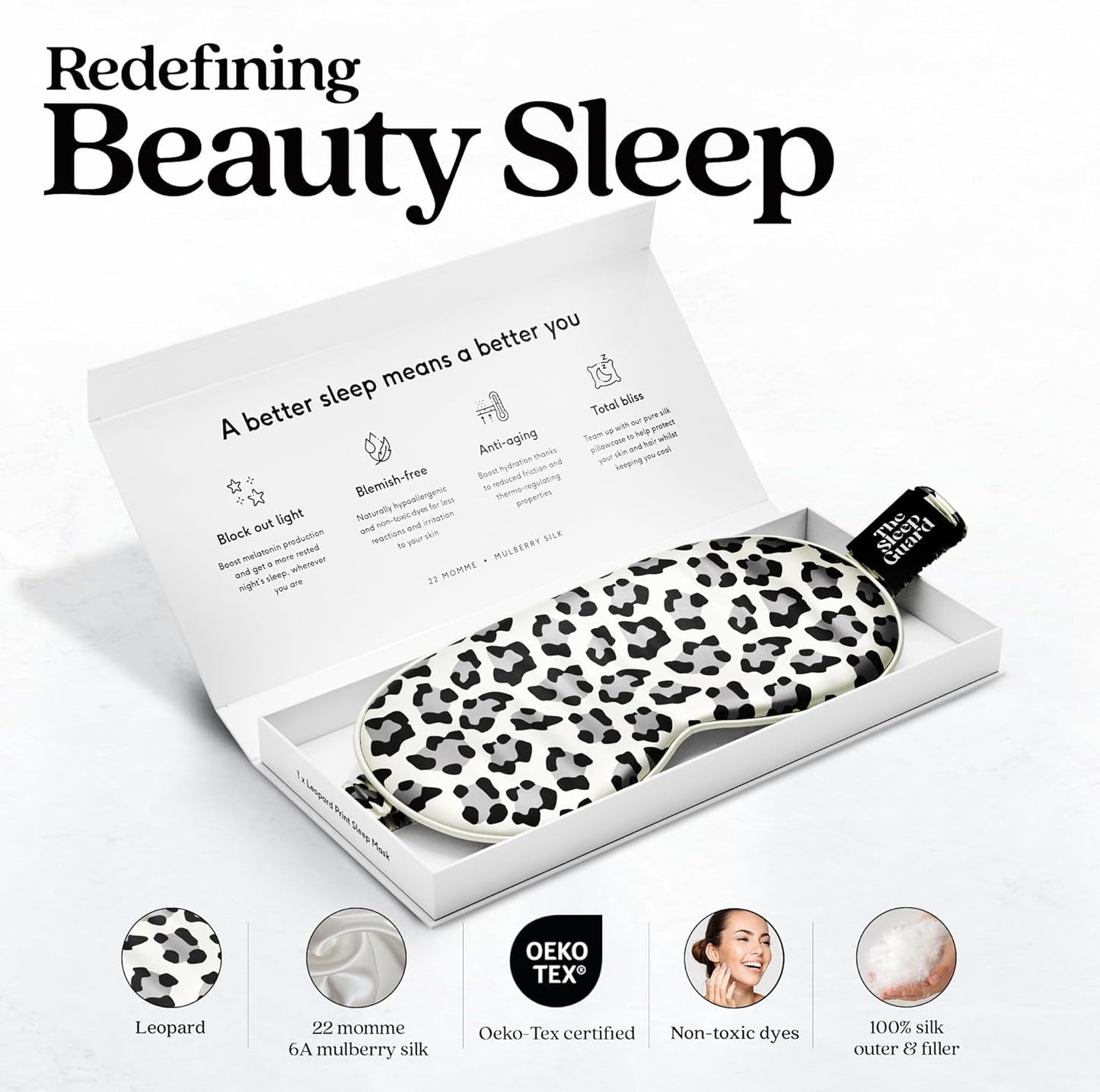 Pure Silk Sleep Mask [100% 6A Mulberry Silk, 22 Momme] Light Blocking Travel Essentials. Eye Masks for Sleeping. Black Oeko-Tex Blindfold. Eye Covers for Men & Women