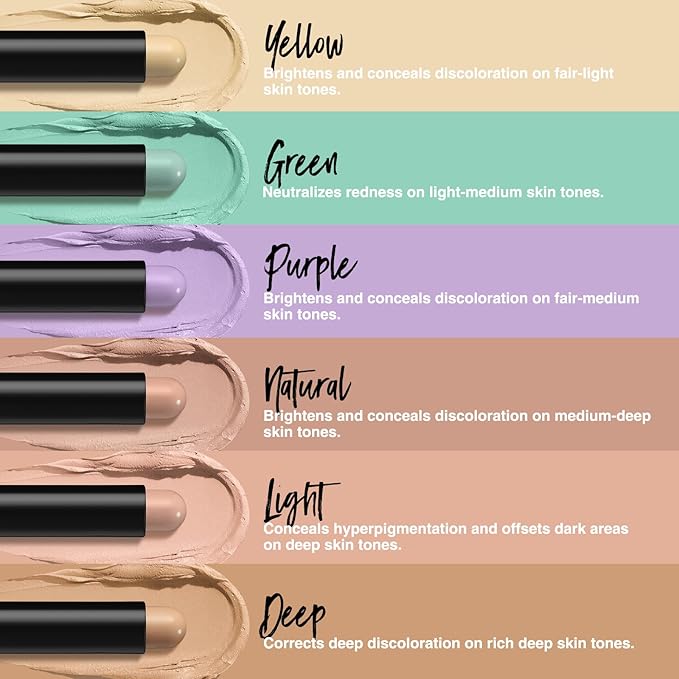 LANGMANNI Multi-Use Face Contour Stick,Highlighter & Concealer Stick, Combo Use For Correcting Color Balancing (6 Colors Set)