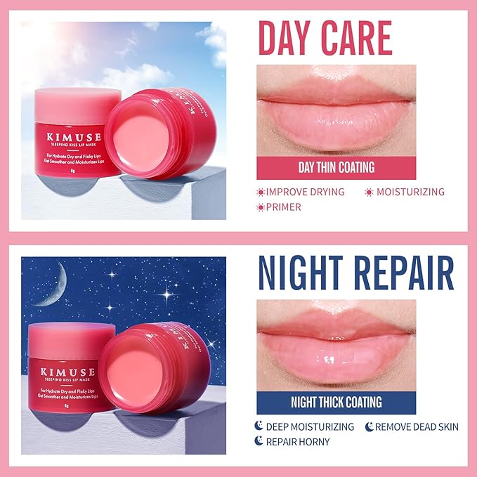 KIMUSE Lip Sleeping Mask Set - Overnight Treatment Lip Care Products | Moisturize & Nourish, Cracked Dry Lips, Intense Hydration with Shea Butter (Colorful Berries)