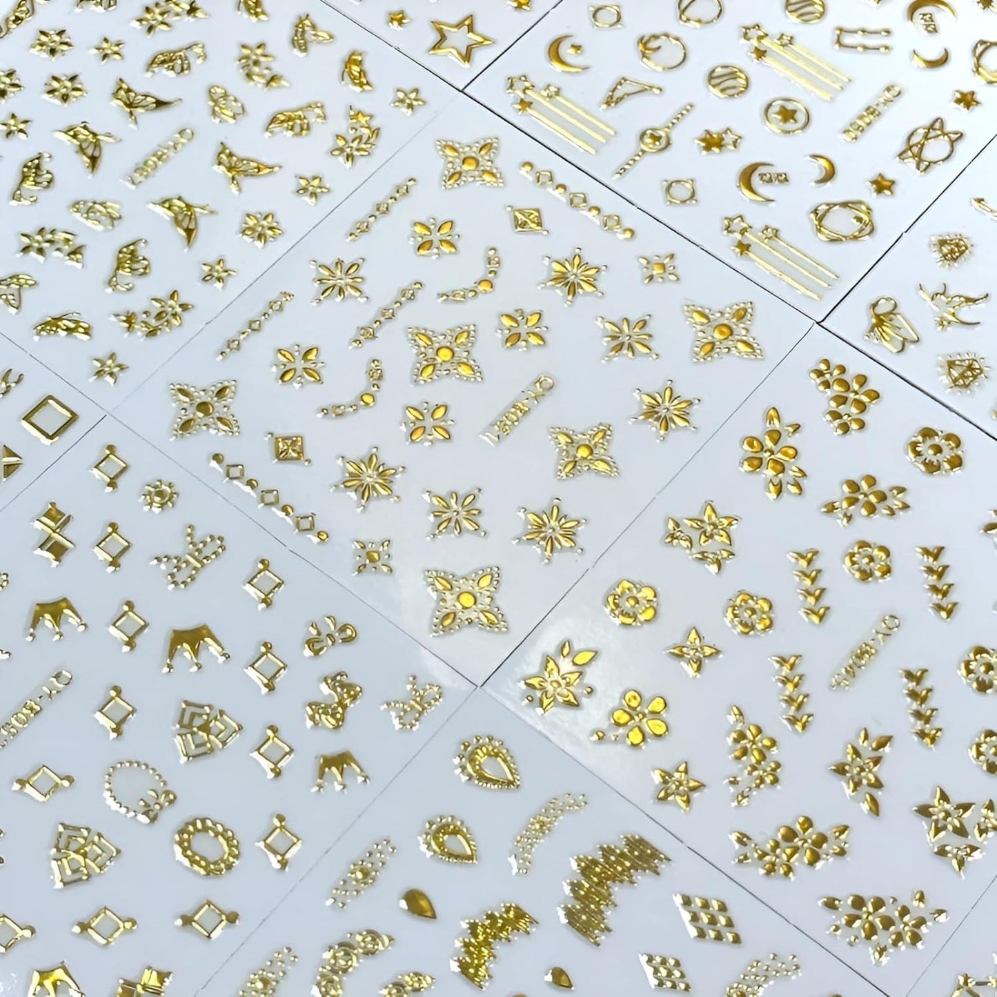 30 Sheets Gold Nail Art Stickers Gold Flower Butterfly Nail Stickers Star Line Self-Adhesive Nail Decals Acrylic Nails DIY Design Nail Supplies for Women and Girls