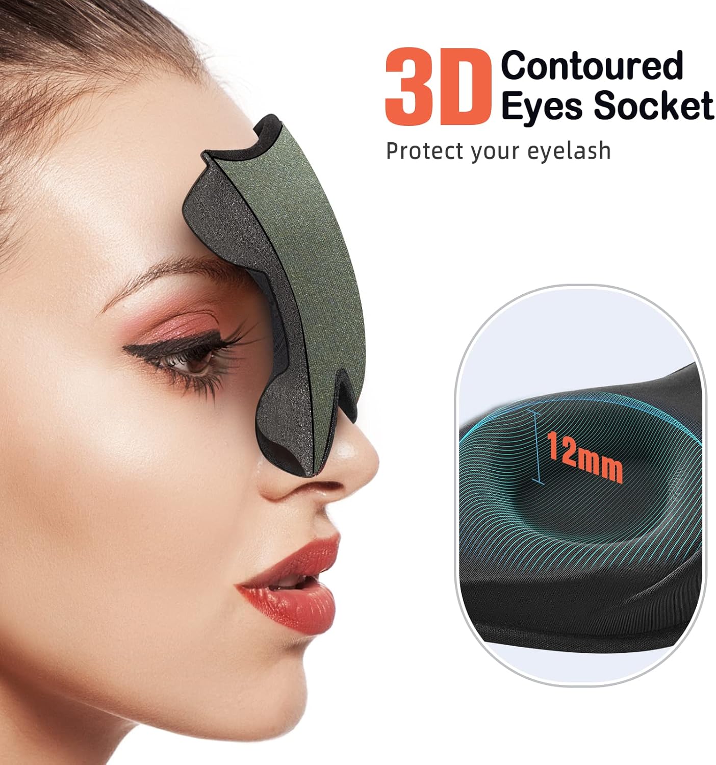 LitBear Sleep Mask for Men Side Sleeper, Sleeping Mask for Women Light Blocking, 3D Contoured Cup Eye Mask Sleeping, Soft Lightweight Sleep Eye Mask with Adjustable Elastic Strap for Traveling