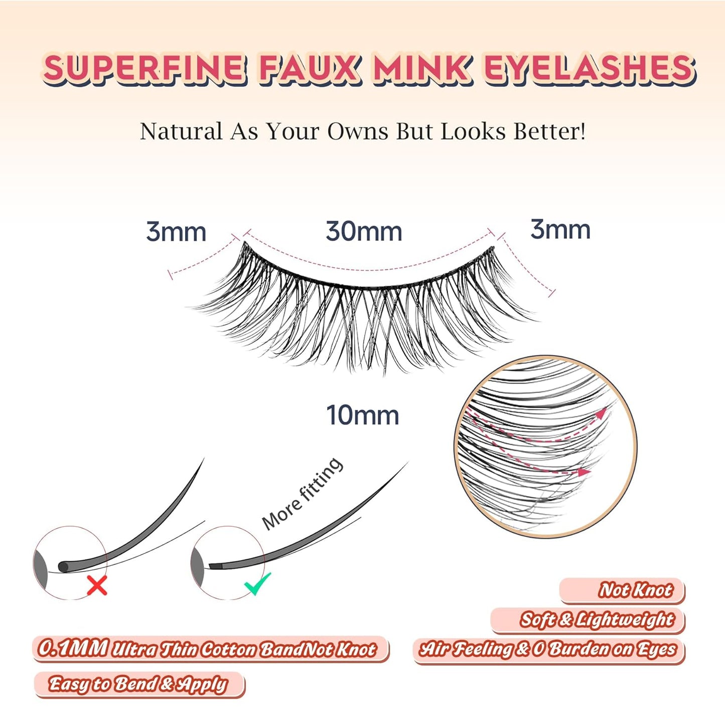 Lashes Wispy Eyelashes False Eyelashes 10MM Short Lash Thin Band Strip Lashes Natural Lashes 3D Volume Eyelashes Soft False Lashes 7 Pair Siligli