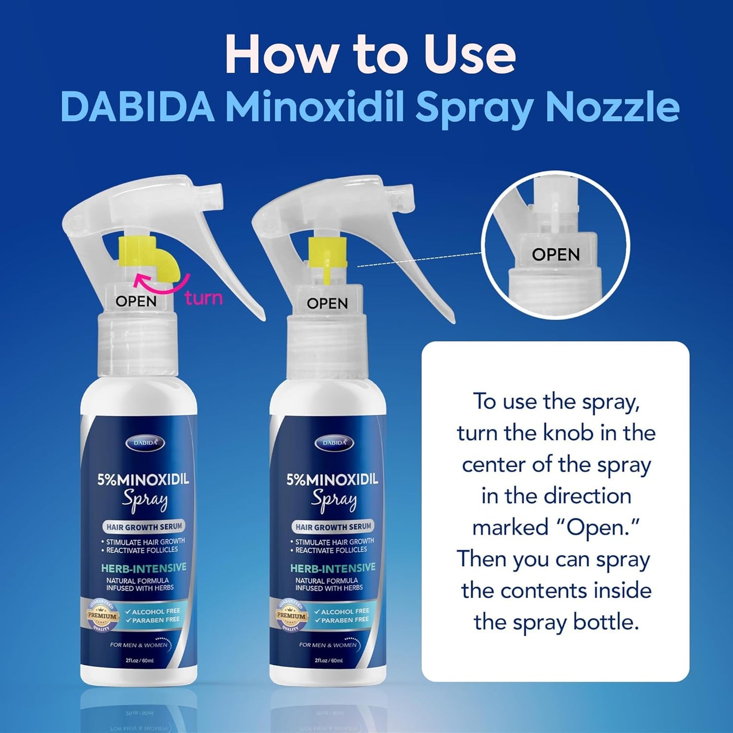 5% Minoxidil Hair Regrowth Spray : Minoxidil for Women Hair Growth Treatment, Minoxidil 5 percent for Men Beard Growth - 60ml