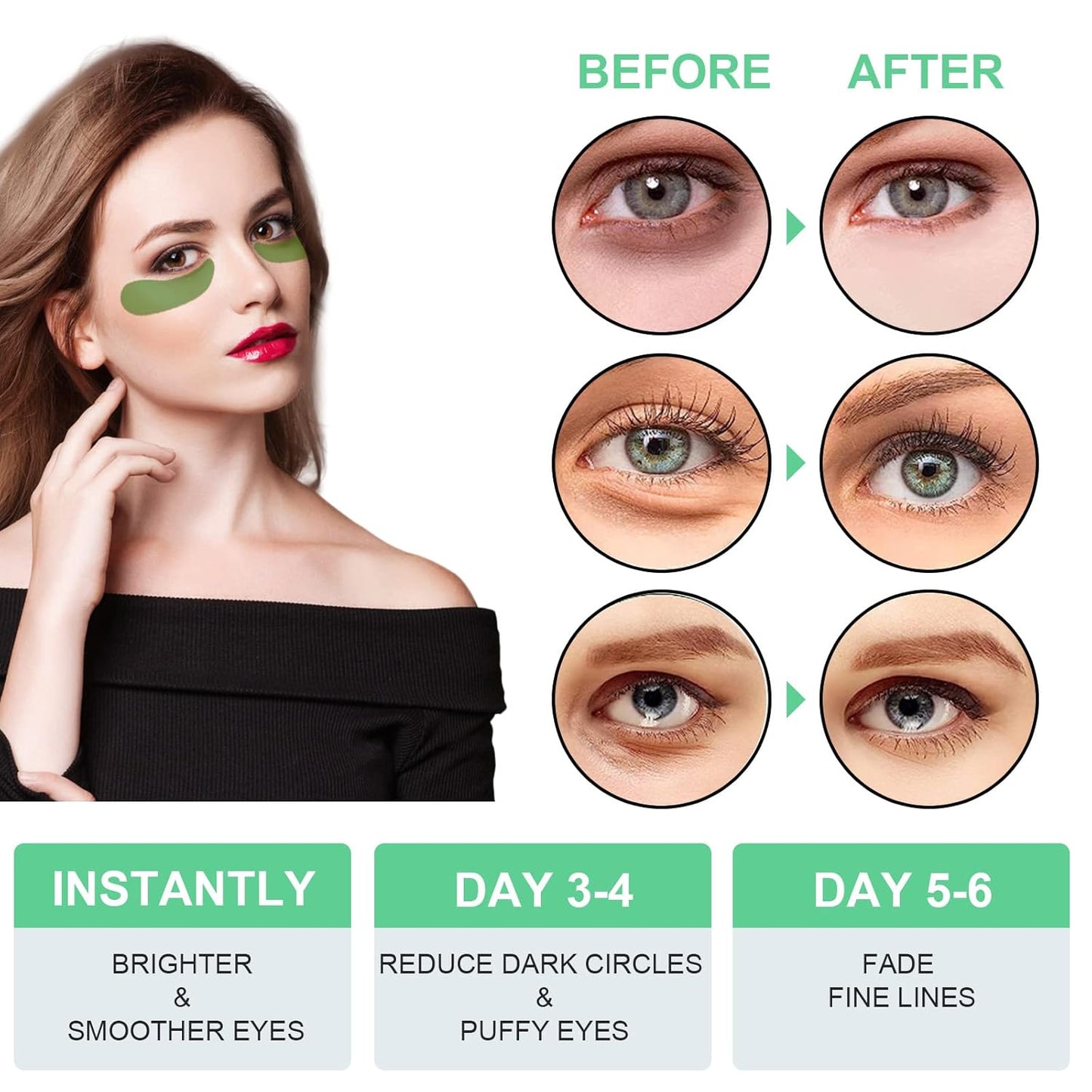 Aloe Vera Eye Mask, 60 Pcs Under Eye Patches, Eye Treatment Mask for Under Eye Bags, Dark Circles, Puffy Eyes, Fine Lines, Anti-Aging and Anti-Wrinkle, Hydrating Eye Mask Skincare