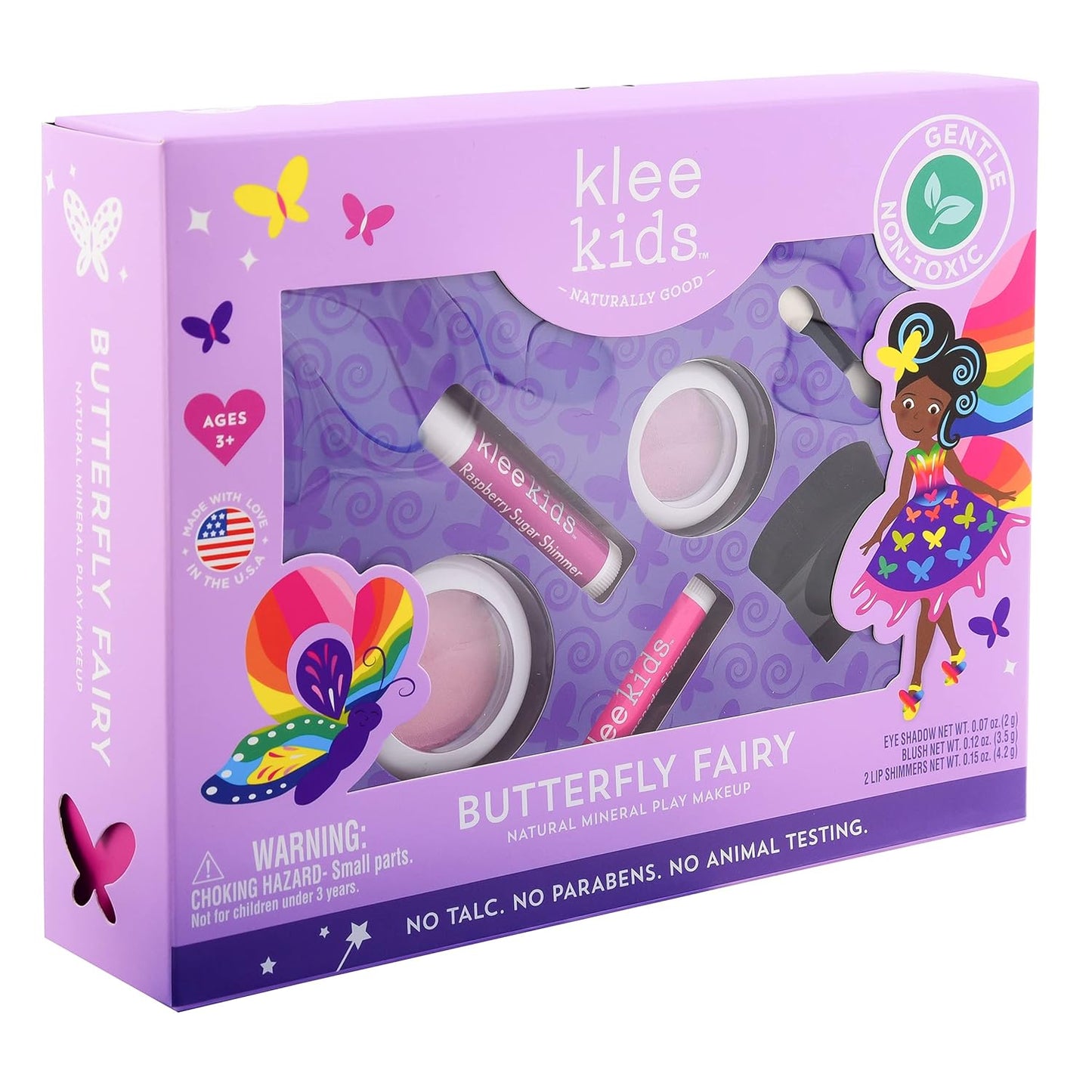 Klee Naturals Luna Star Naturals Klee Kids 4 PC Makeup Up Kits with Compacts (Butterfly Fairy)