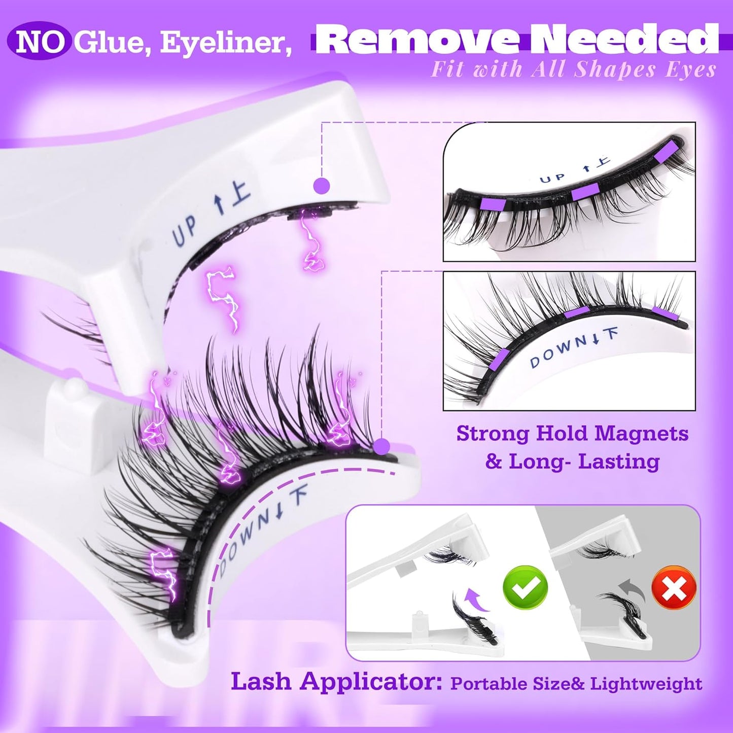 Magnetic Eyelashes with Applicator Wispy Magnetic Eyelashes Natural Look Reusable Press on Lashes without Eyeliner No Glue Needed Lashes 2 Styles Mix False Lashes by JIMIRE