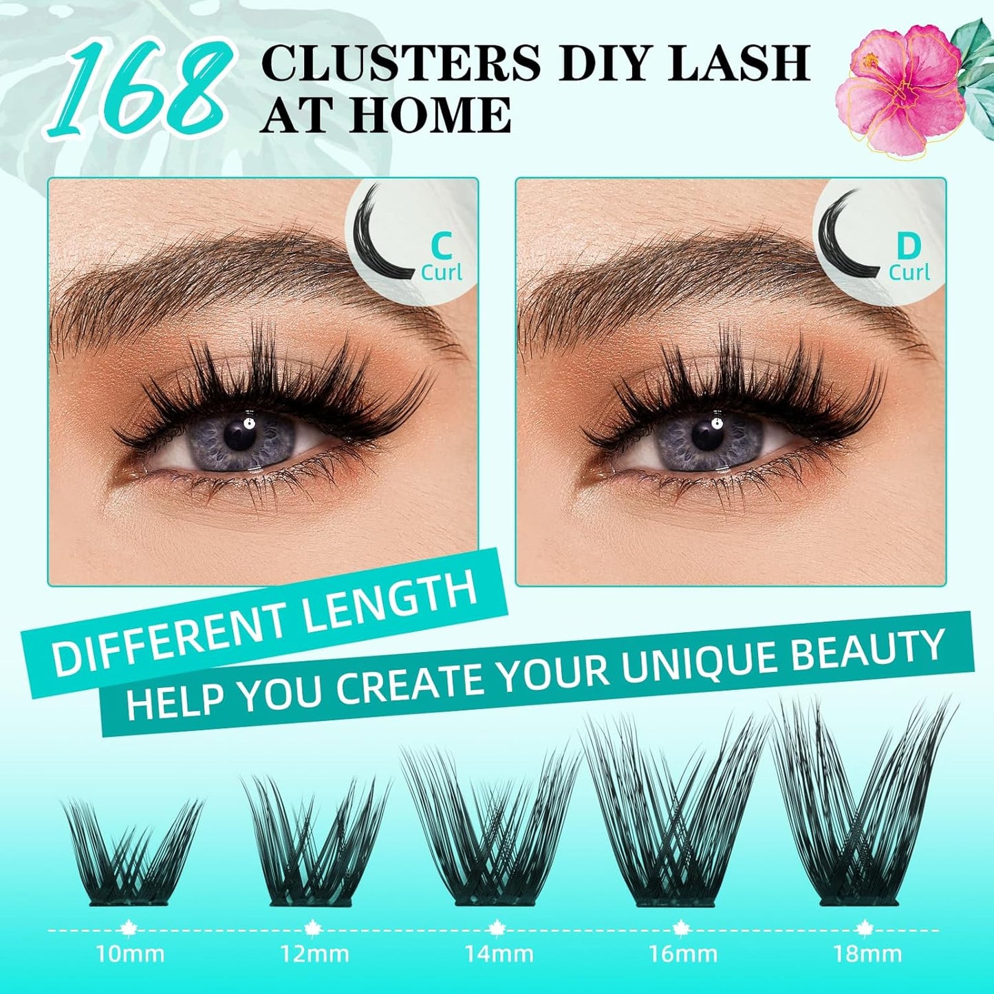 Lash Clusters Wet Look 168Pcs Eyelash Cluster Ultra-Thin Lash Band Eyelashes Extensions Spiky Anime Wide Span Lashes(Mallow,D-18mm)