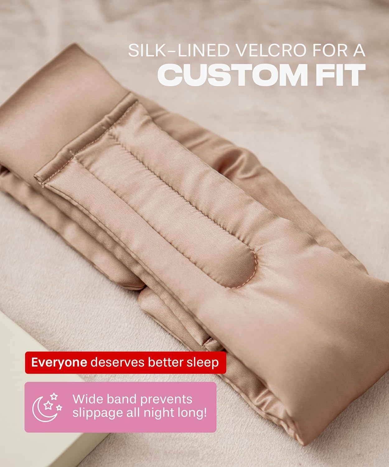 Colorado Home Co Cozy Silk Eye Mask - Blackout, Adjustable for Side Sleepers & Travel, Cloud Eye Covers, Mauve