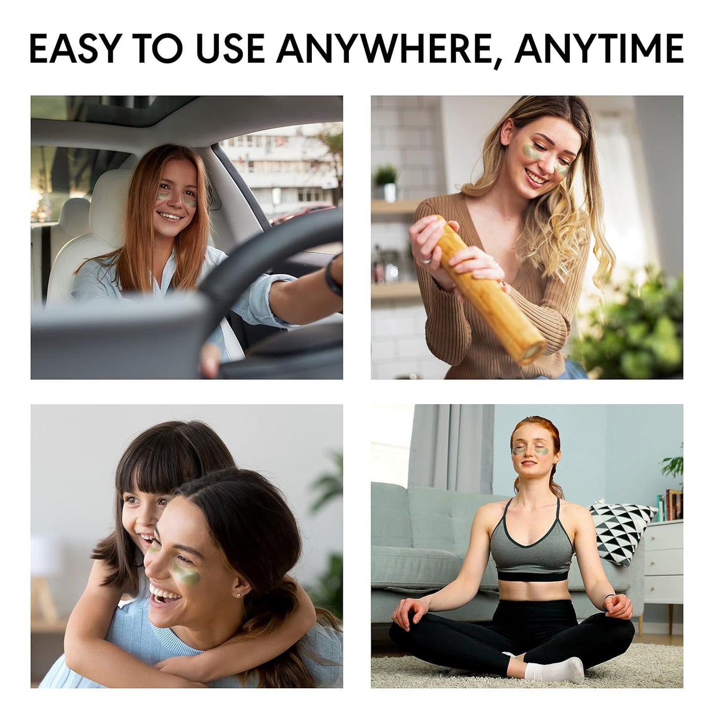 Green Tea Under Eye Patches for Wrinkles and Eye Bags - Eye Masks for Dark Circles and Puffiness with Collagen, Hyaluronic Acid - Under Eye Mask for All Skin Types, 30 Pairs