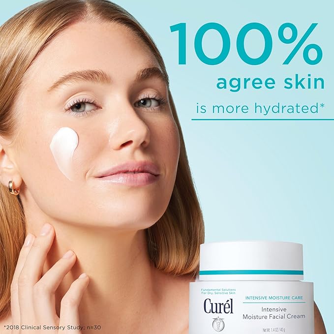 Curel Japanese Skin Care Intensive Face Moisturizer Cream, Hydrating Face Lotion for Dry to Very Dry Sensitive Skin, Anti-Aging, Fragrance-Free, Anti-Wrinkle Japanese Skin Care, 1.4 Oz