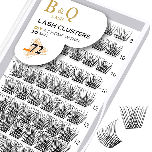 Lash Clusters B01 D Curl 12-18MIX DIY Eyelash Extensions 72 Natural Clusters Lashes B&Qaugen Individual Lashes Eyelash Clusters Extensions Wispy Lashes Cluster DIY at Home (B01-D-12-18MIX)
