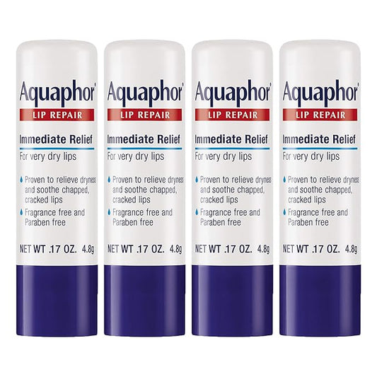Aquaphor Lip Repair Stick - Soothes Dry Chapped Lips - 0.17 Ounce (Pack of 4)