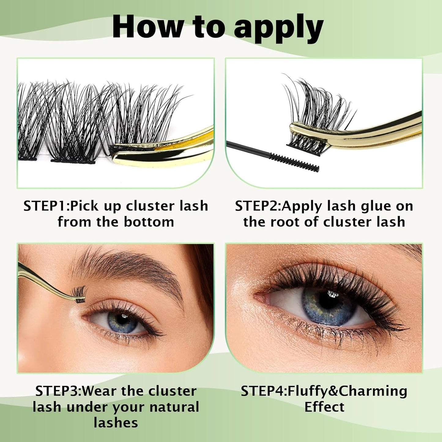 Lash Clusters 96pcs Individual Lashes D Curl 12mm Eyelash Clusters KEYYOU Volume Wispy Lash Extension Soft&Comfortable Easy DIY at Home(Y23,D-12mm)