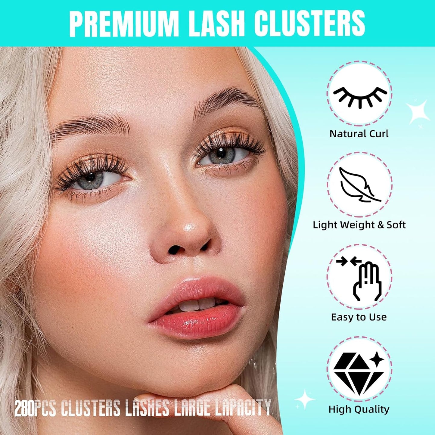 Lash Clusters Wispy 280PCS Eyelash Extension 30D 40D Cluster Lashes Individual Lashes DIY Lash Extension Natural Look Cluster Eyelash Extensions Soft False Eyelashes at Home for Beginners(16mm)