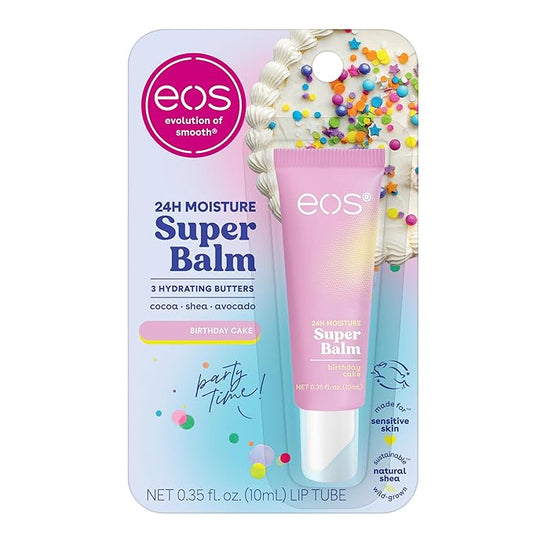 eos 24H Moisture Super Balm- Birthday Cake, Lip Mask, Day or Night Lip Treatment, Made for Sensitive Skin, 0.35 fl oz