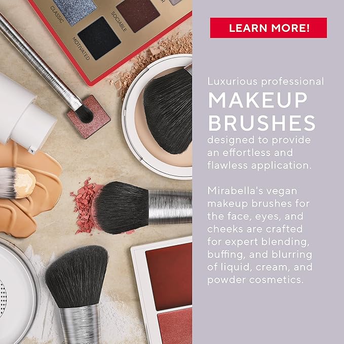 Mirabella Liner & Brow Duo Brush, Premium Professional Makeup Brush Collection, Cruelty-Free Synthetic Bristle Brush, Hand-Sculpted Brushed Aluminum Handle, Luxury Blending Brush for Makeup