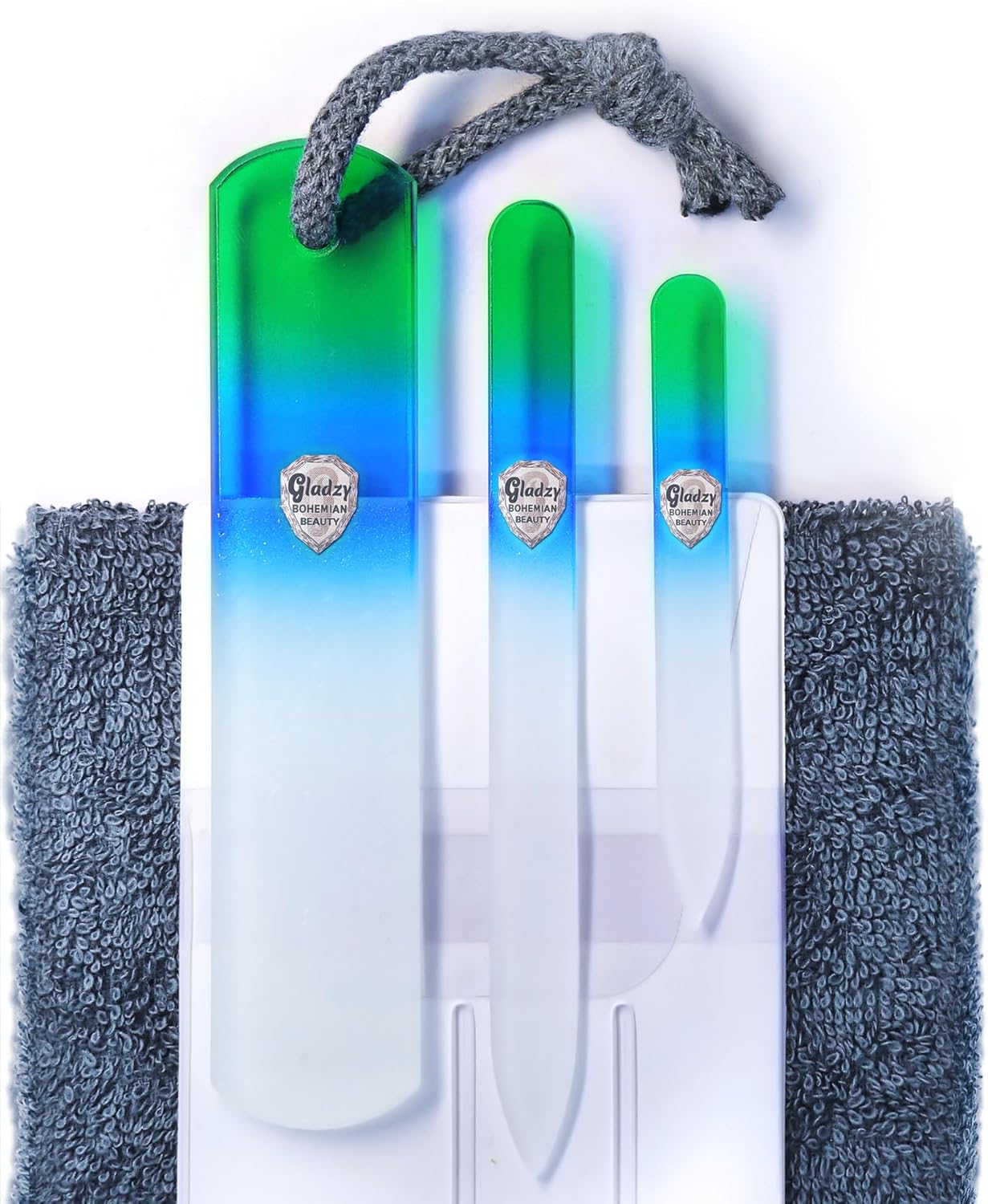 GLADZY Genuine Czech Glass Nail File Set - Callus Remover Foot Rasp, Double Sided Different Grit Surface, Professional Manicure and Pedicure Tools for Natural Nails, Nail Shaper, Ethically Made in EU