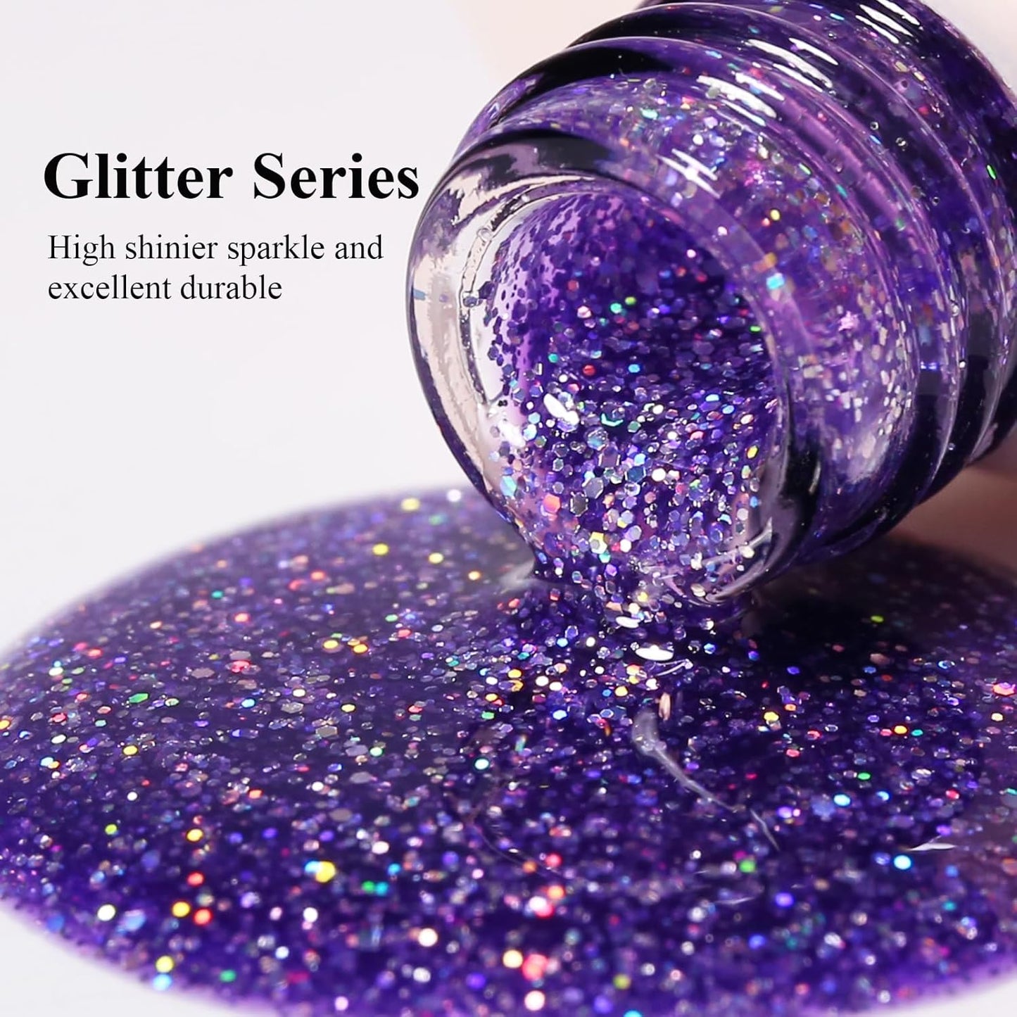 Imtiti Glitter Gel Nail Polish, Clear Purple Iridescent Glitter Gel Polish Diamond Shimmer Sparkle Soak Off UV LED Nail Gel Polish Autumn Winter Gel Polish Manicure Gel Nail Kit 10ML