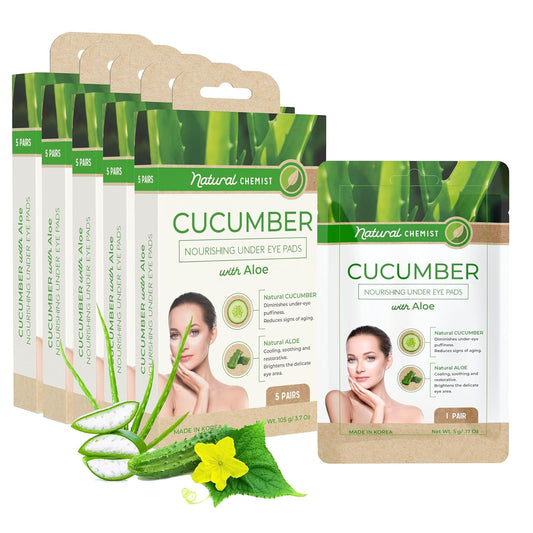 Cucumber & Aloe Under Eye Patches - 25 Pairs (5 Packs) Diminishes Dark Circles & Puffiness, Anti-aging, Cooling & Soothing Under Eye Pads - Korean Skin Care For All Skin Types -
