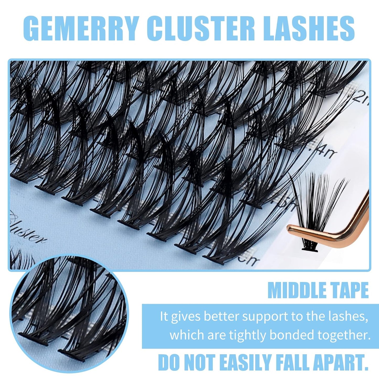 Lash Clusters Large Tray 240pcs 0.07mm 40P+50P D Curl Mix 8-16mm Individual Lashes Soft&Fluffy Cluster Lashes Mink Lash Extension Clusters Mixed Tray Individual Lashes Cluster By GEMERRY