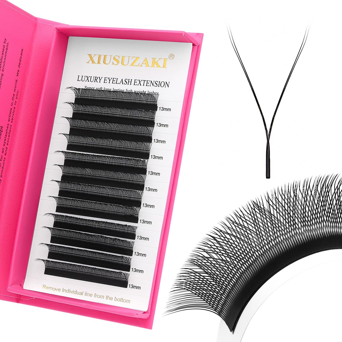 YY Lash Extensions Supplies Y Eyelash Extensions 0.07mm Thickness D Curl 9mm Premade Fans 4D Russian Volume Matte Black 12 Rows Crisscross Eye Lashes(YY-0.07-D,9mm)