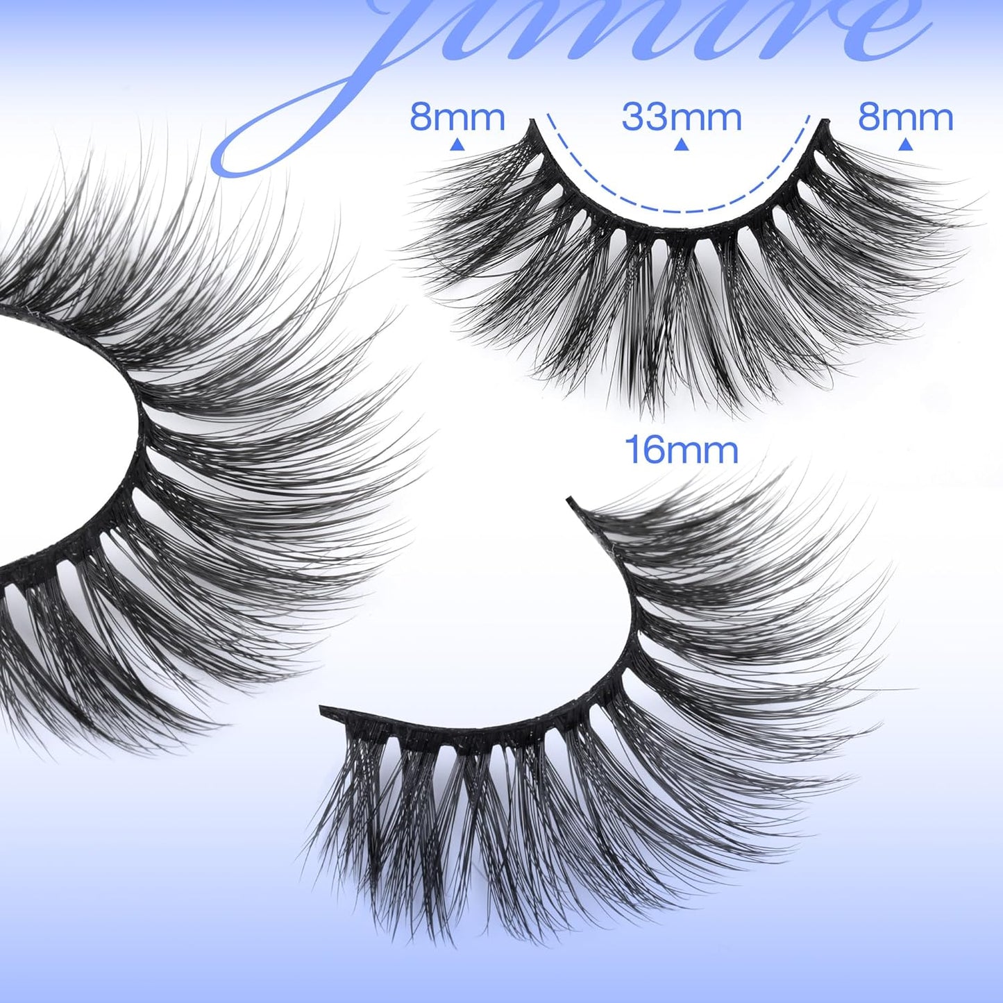 JIMIRE False Eyelashes Wispy Fluffy Round Eye Lashes 17mm Faux Mink Lashes 5D Mink Eyelashes 5 Pairs Pack