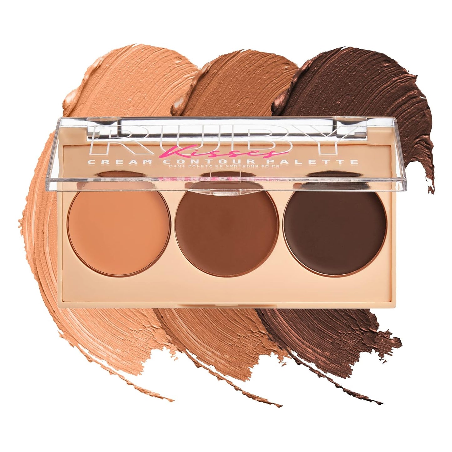 Ruby Kisses Contour Palette 3-in-1 Contour, Conceal, Highlight All-In-One Mini Palette, Long-Lasting, Easy to Blend Cream Contour Palette for Oily and Dry Skin (Tan To Dark)