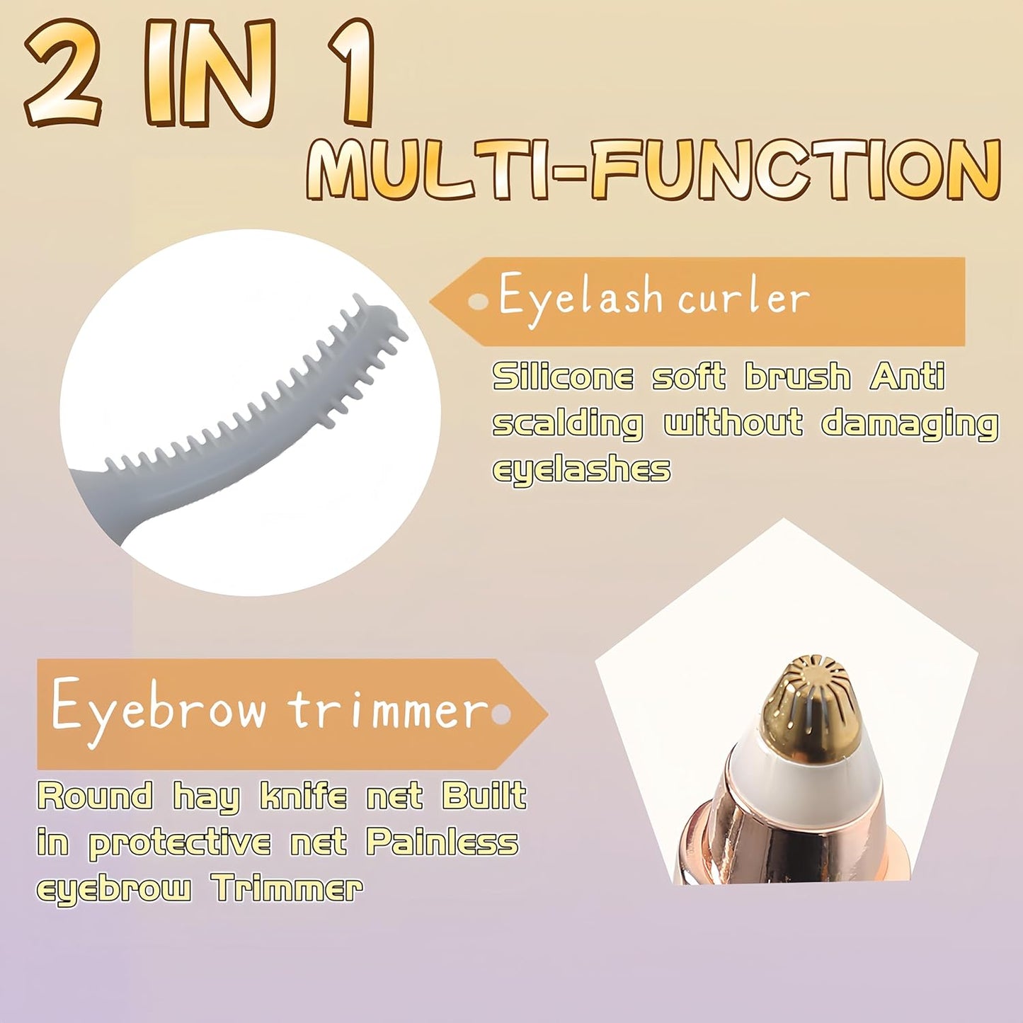 2025 Upgraded Heated Eyelash Curler - 2-in-1 USB Rechargeable Electric Eyelash Curler & Eyebrow Trimmer, Fast Heating in 6s, Anti-Burn Design, 24H Long-Lasting Effect, Gift for Women (Purple)